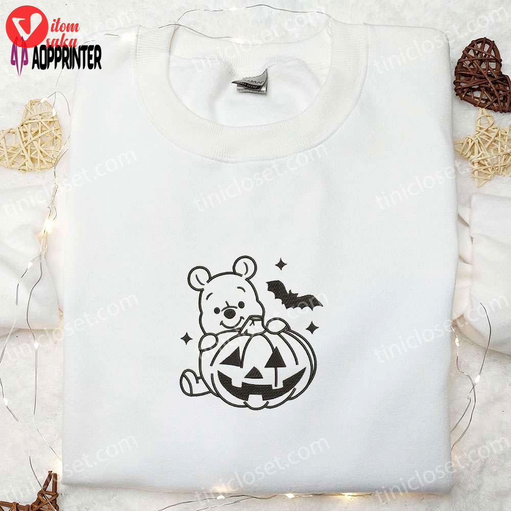 Spooky halloween winnie pooh embroidered shirt – disney s adorable halloween shirt