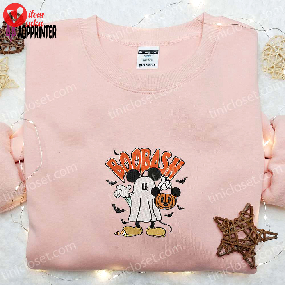 Spooky mickey ghost pumpkin sweatshirt – disney characters embroidered shirt for best halloween gift ideas
