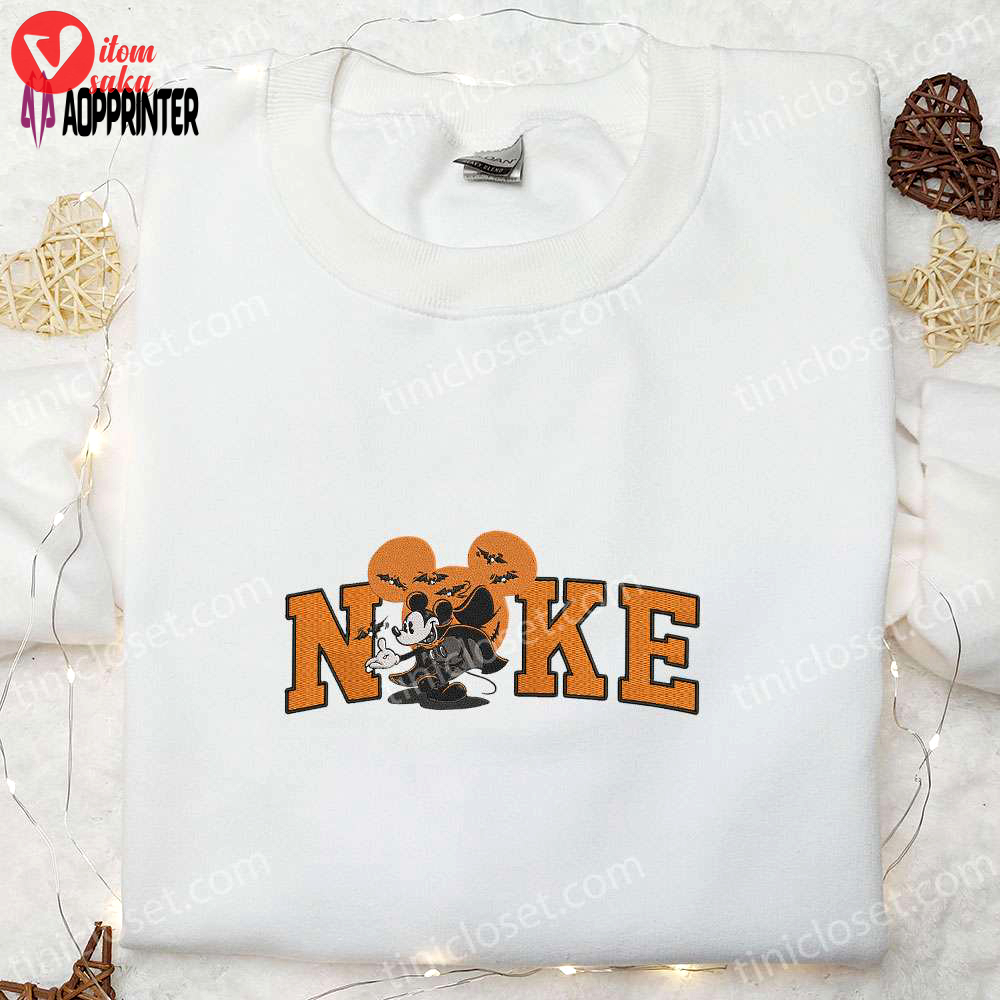 Spooky nike x disney halloween embroidered shirt – custom gift for family