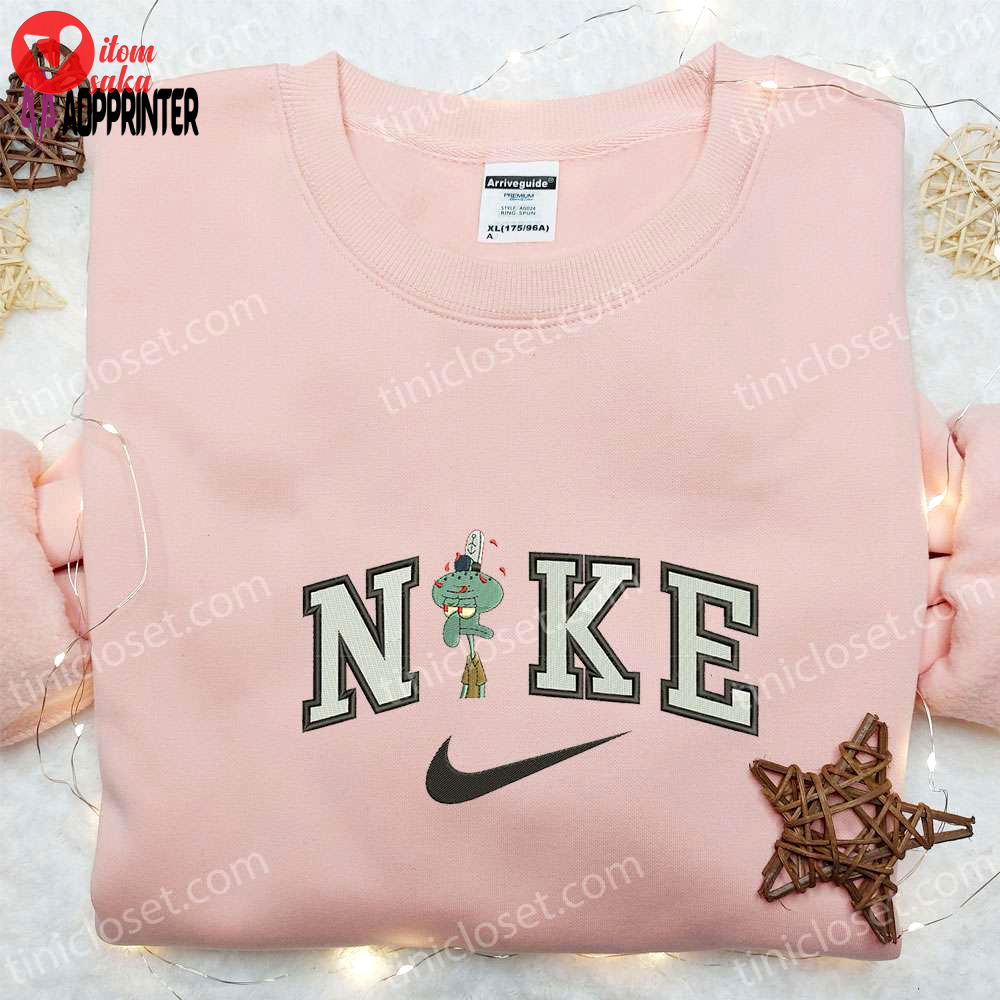 Squidward x nike embroidered sweatshirt spongebob cartoon shirt – the best gift