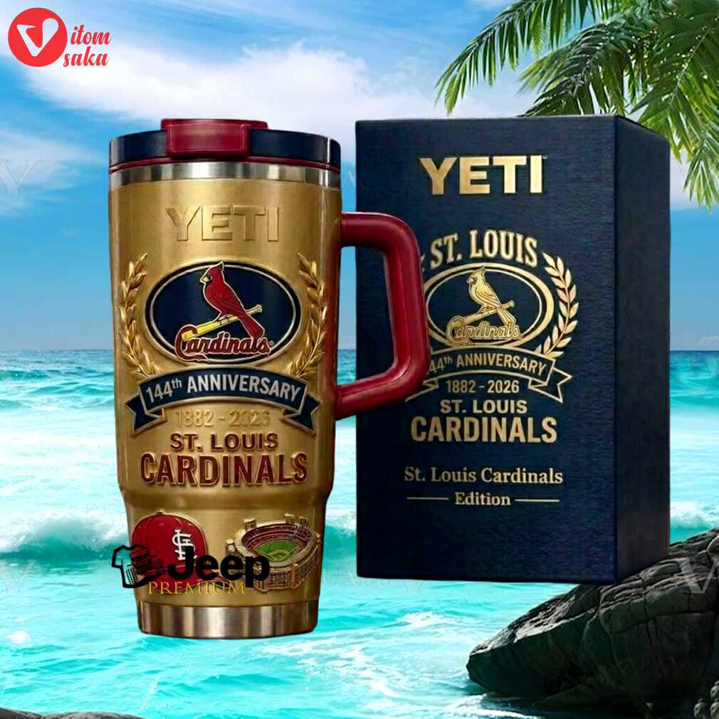 St. louis cardinals 144th anniversary 1882 2026 gold anniversary baseball stainless steel insulated tumbler