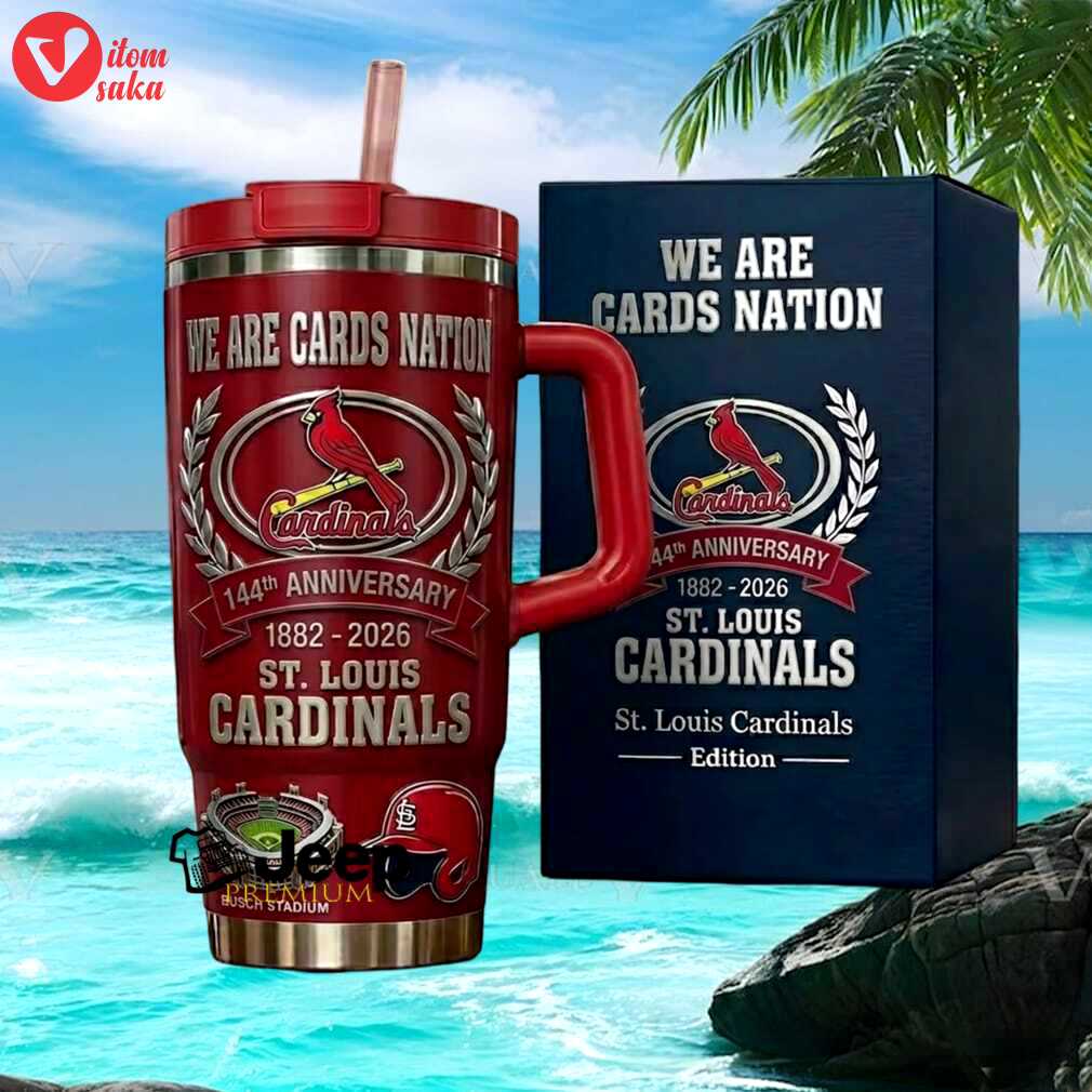 St. louis cardinals 144th anniversary busch stadium cards nation red stainless steel insulated tumbler