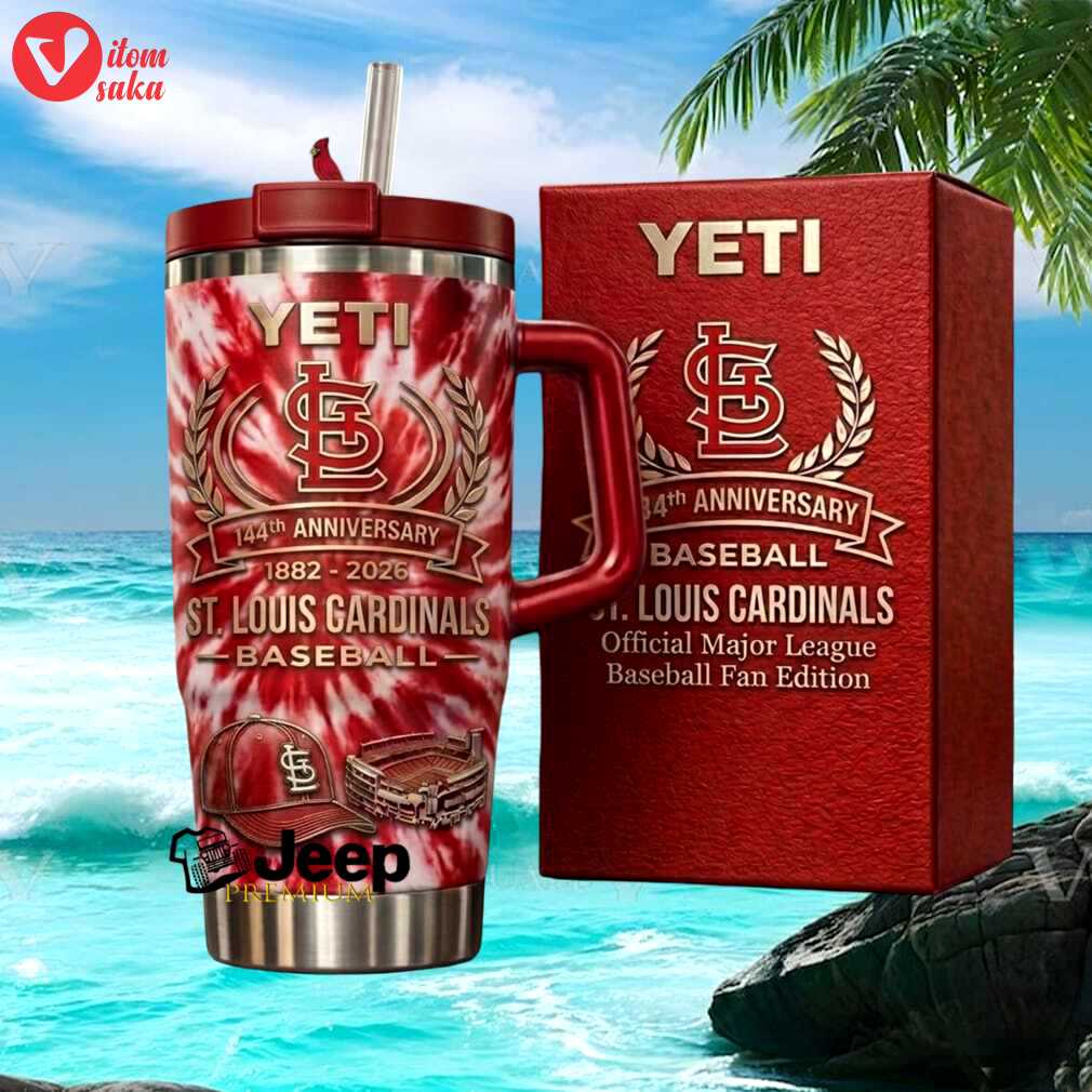 St. louis cardinals baseball 144th anniversary 1882 2026 vintage red tie dye 40oz stainless steel insulated tumbler