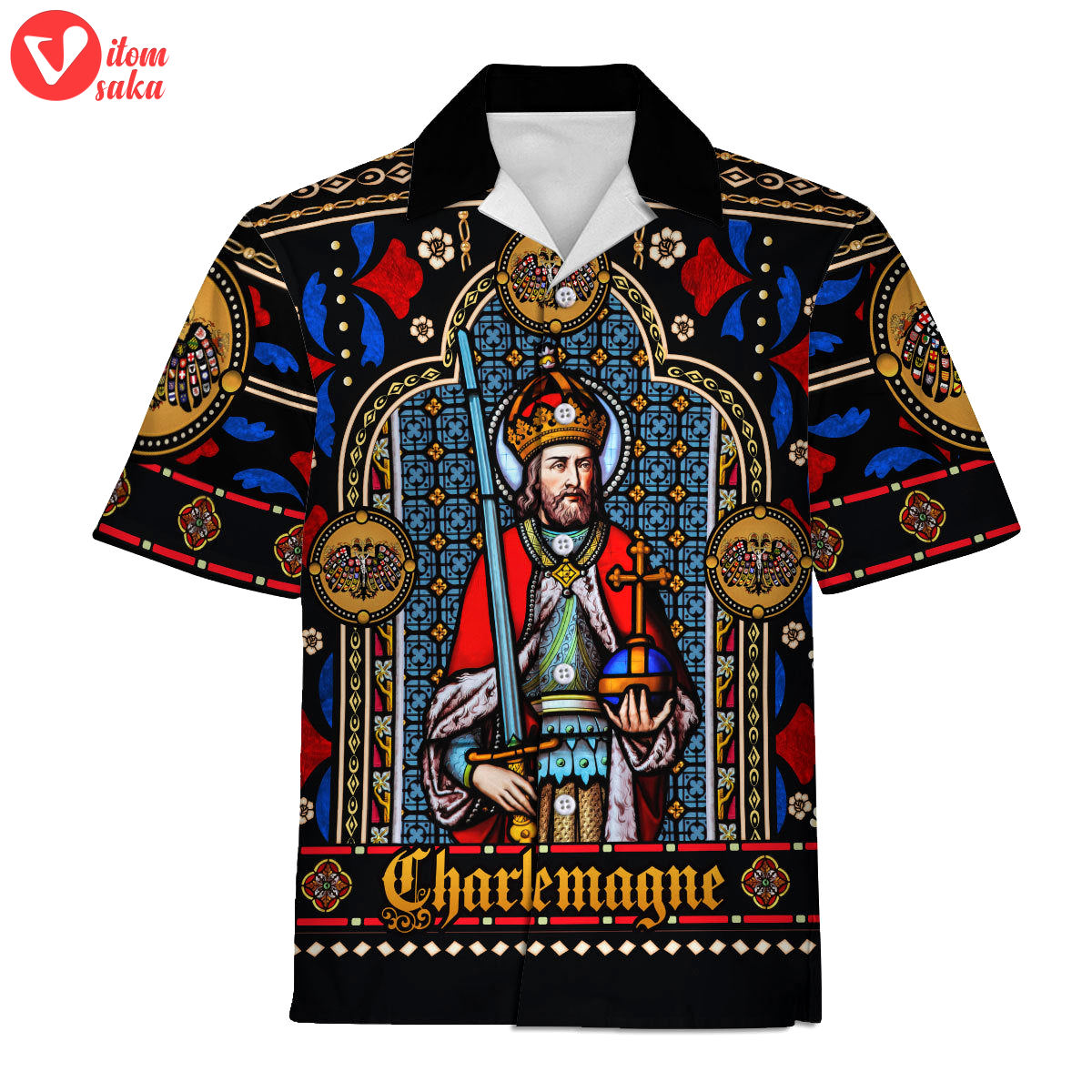 Stained glass – charlemagne hawaiian shirt polo shirt beach short – stormmerch exclusive
