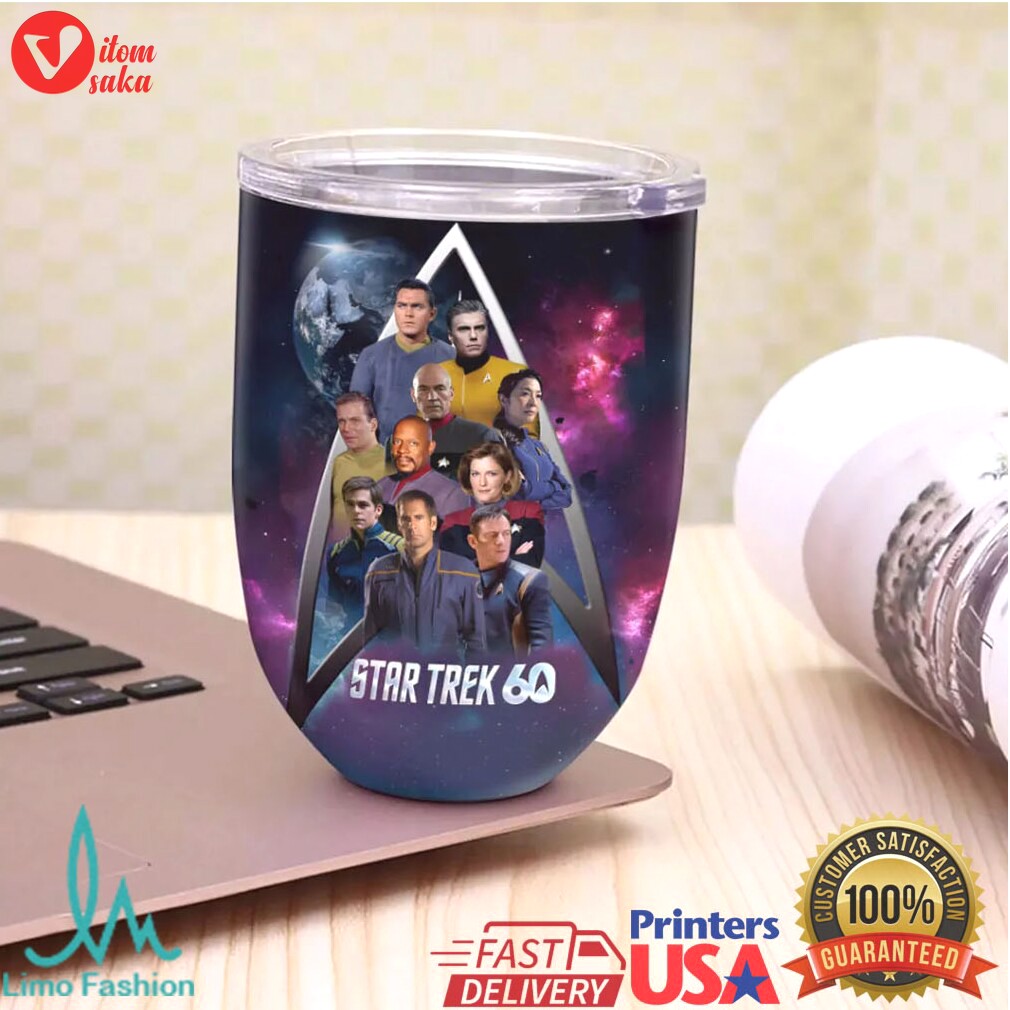 Star trek 60th anniversary diamond logo cast signature insulated wine tumbler