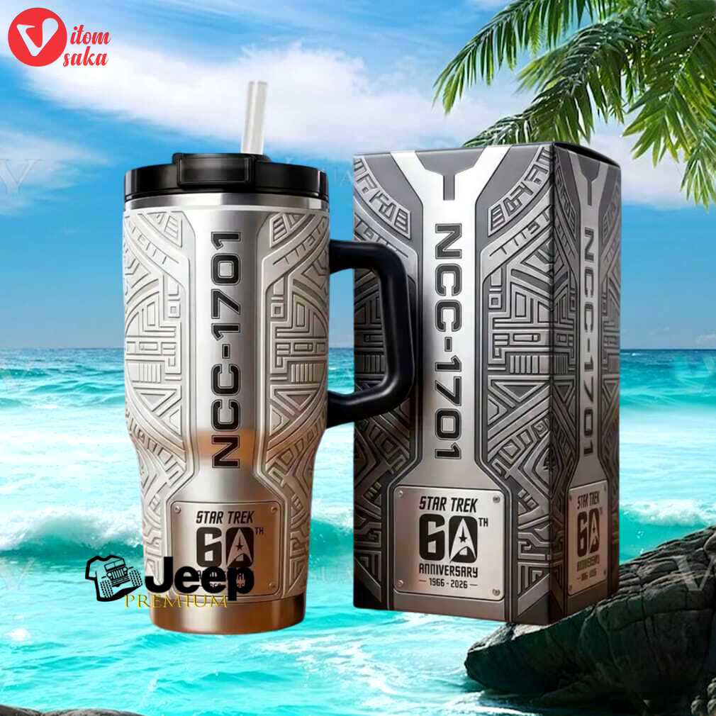 Star trek 60th anniversary ncc 1701 uss enterprise brushed chrome tactical 40oz tumbler