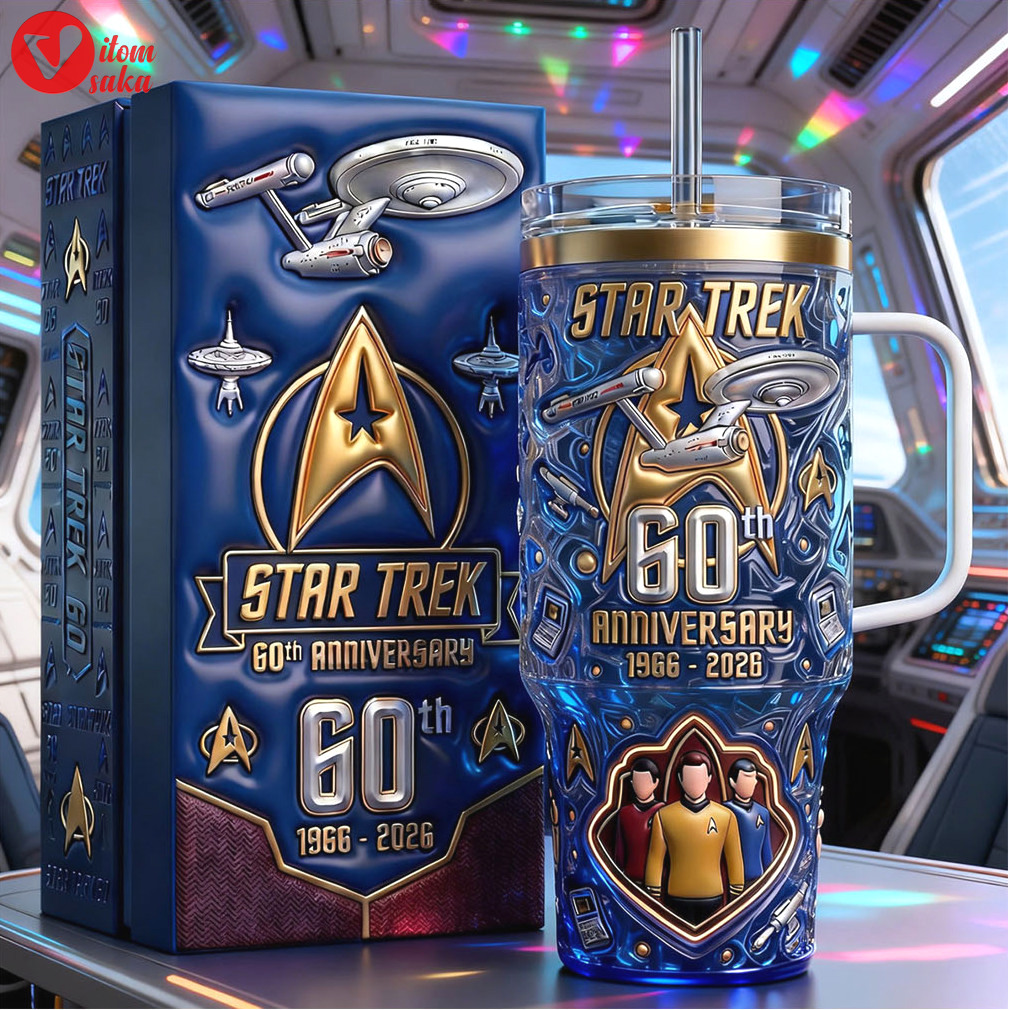 Star trek 60th anniversary uss enterprise personalized blue insulated tumbler