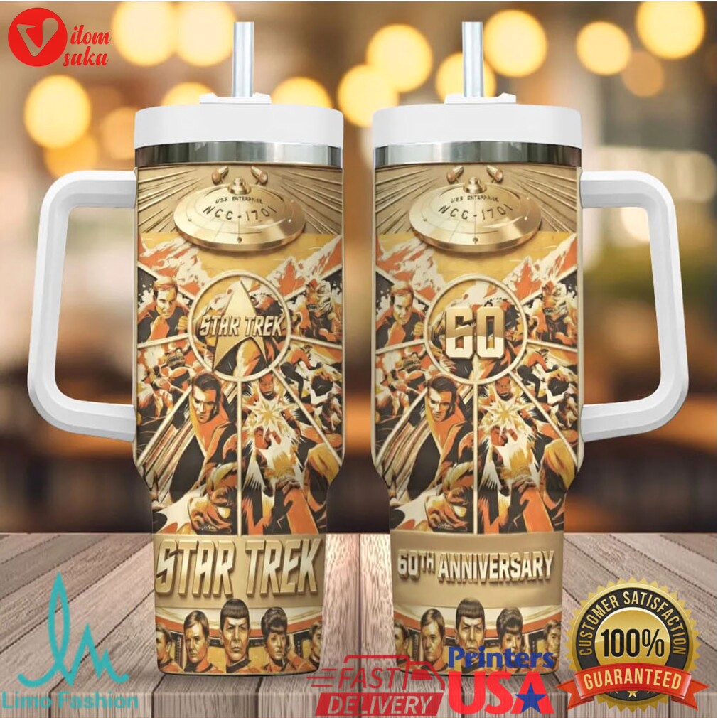 Star trek 60th anniversary vintage poster 40oz tumbler with handle
