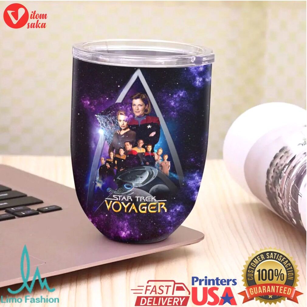 Star trek voyager 30th anniversary 1995 2025 cast signatures wine tumbler