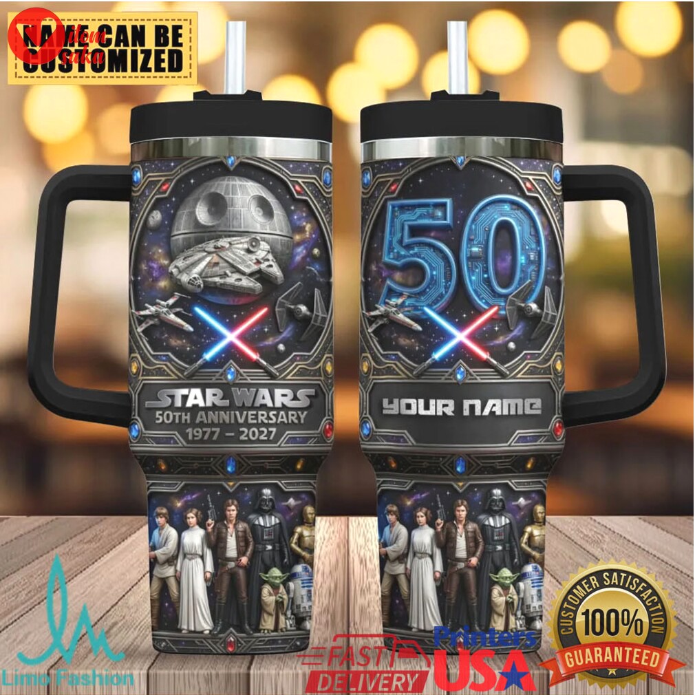 Star wars 50th anniversary 1977 2027 personalized name 40oz tumbler with handle