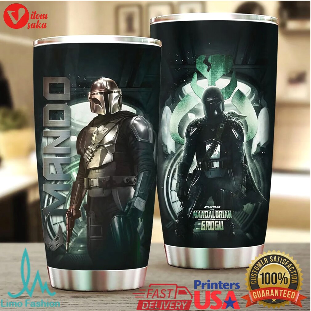 Star wars the mandalorian and grogu mythosaur green glow tumbler