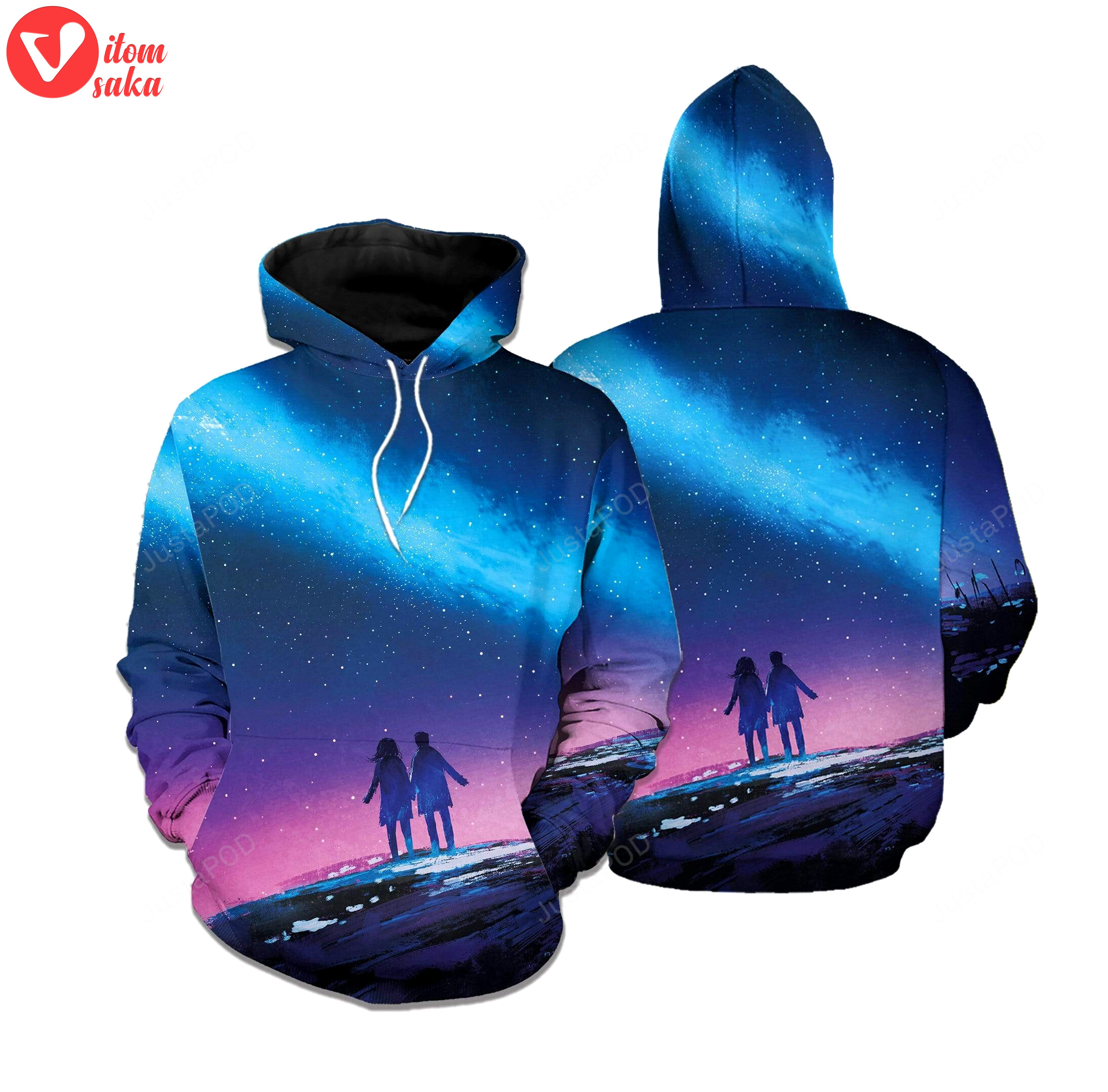 Stay together couple 3d all print hoodie, zip- up hoodie
