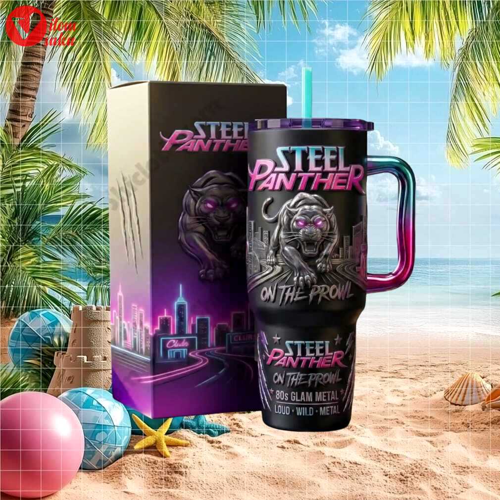 Steel panther on the prowl 80s glam metal 3d 40oz tumbler