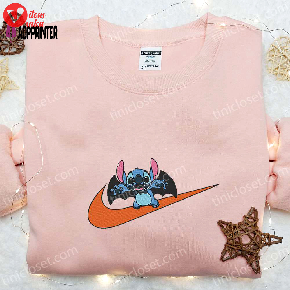 Stitch bat x swoosh embroidered sweatshirt – lilo and stitch disney shirt best halloween gift