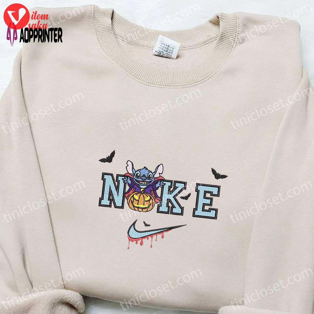 Stitch dracula pumpkin x nike embroidered sweatshirt – lilo and stitch disney shirt: the best halloween gift