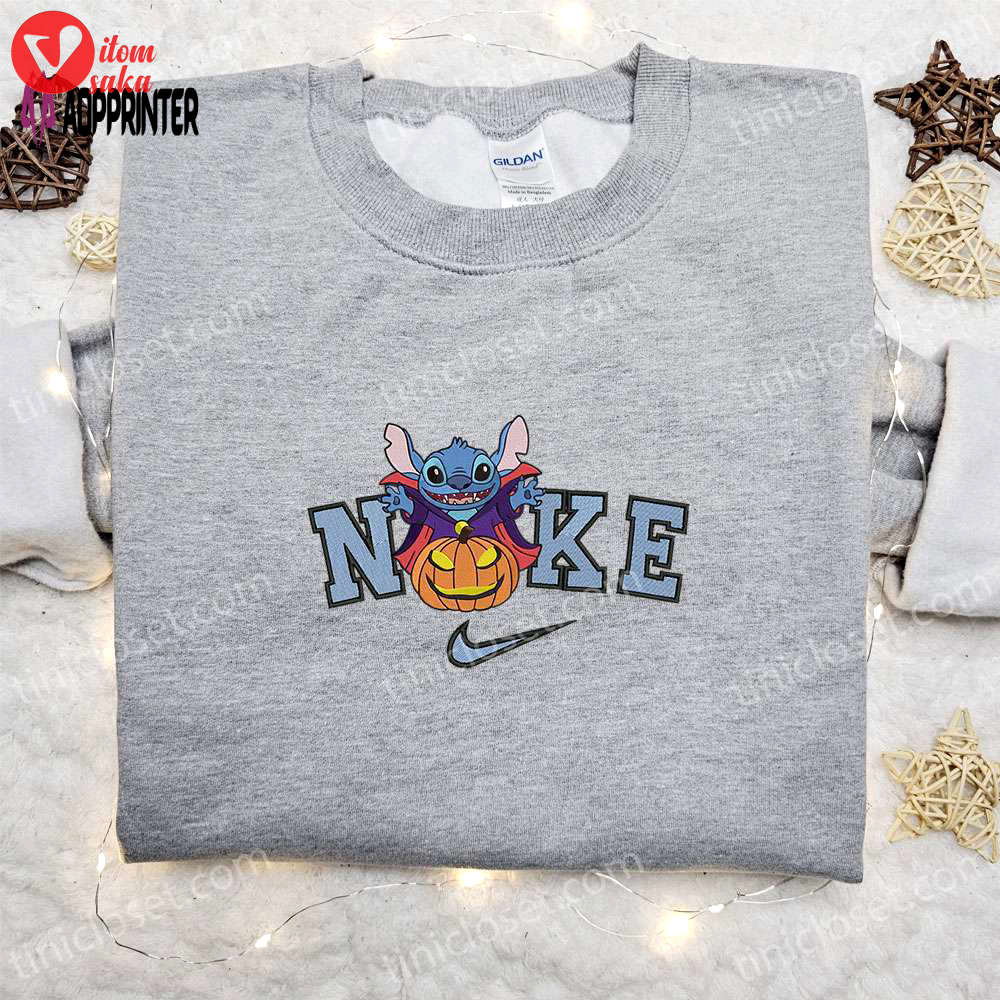 Stitch dracula x nike embroidered sweatshirt disney characters shirt best halloween gift ideas