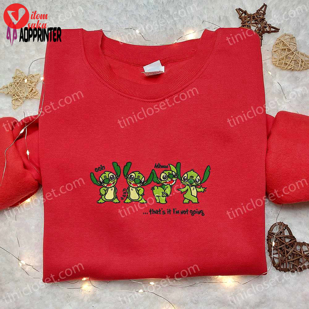Stitch grinch embroidered shirt & hoodie: best christmas gift – cartoon design