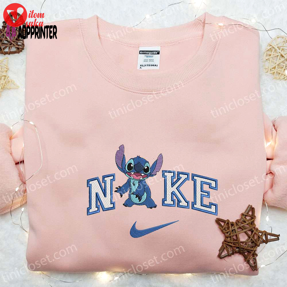 Stitch laughing x nike embroidered sweatshirt – lilo and stitch disney shirt the best gift