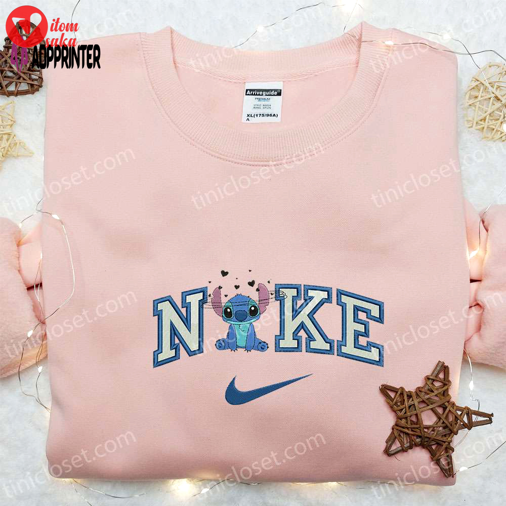 Stitch love confuse x nike embroidered sweatshirt: lilo and stitch disney shirt perfect valentine gift