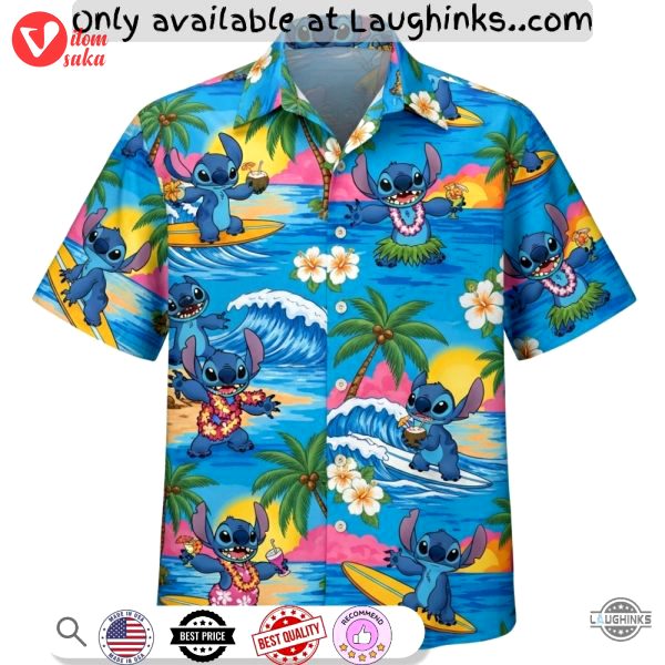 Stitch surfing aloha hawaiian shirt