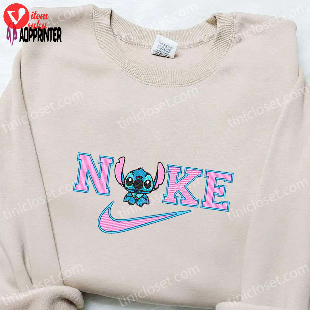 Stitch x nike cartoon embroidered sweatshirt – disney characters hoodie perfect family gift