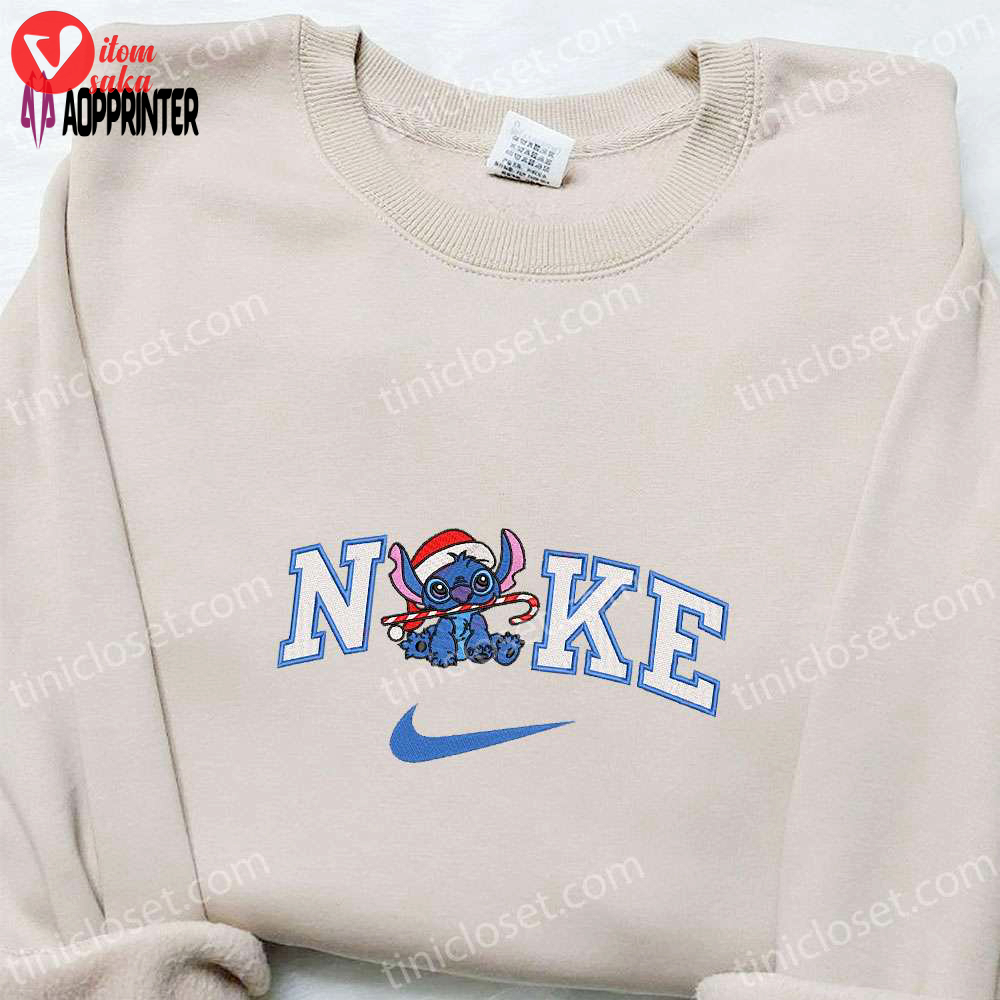 Stitch xmas x nike embroidered shirt disney characters hoodie christmas sweatshirt