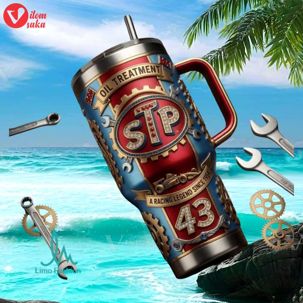 Stp oil treatment richard petty 43 racing legend vintage nascar fan gift stainless steel insulated tumbler