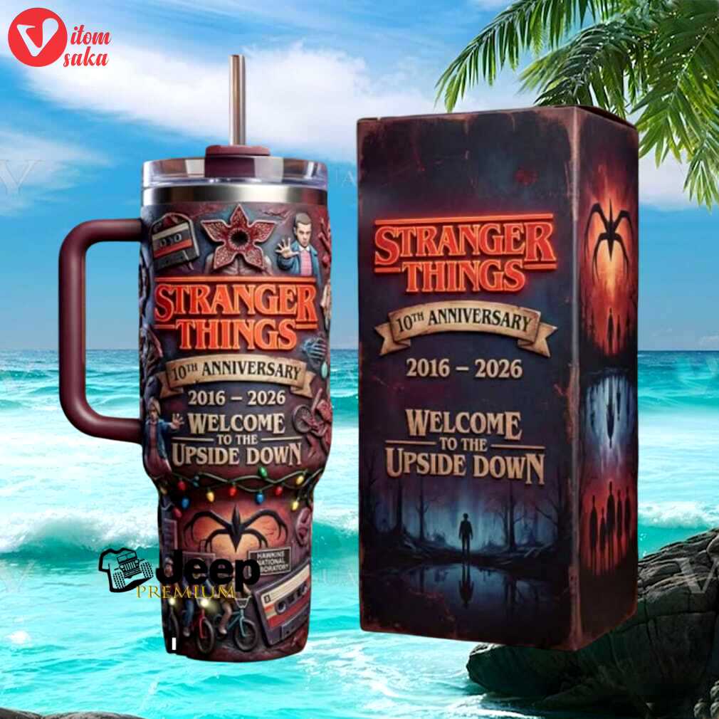 Stranger things 10th anniversary 2016 2026 welcome to the upside down tumbler