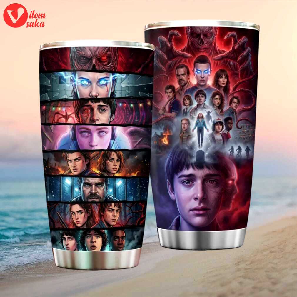 Stranger things hawkins heroes & vecna collage stainless stumblerl tumbler