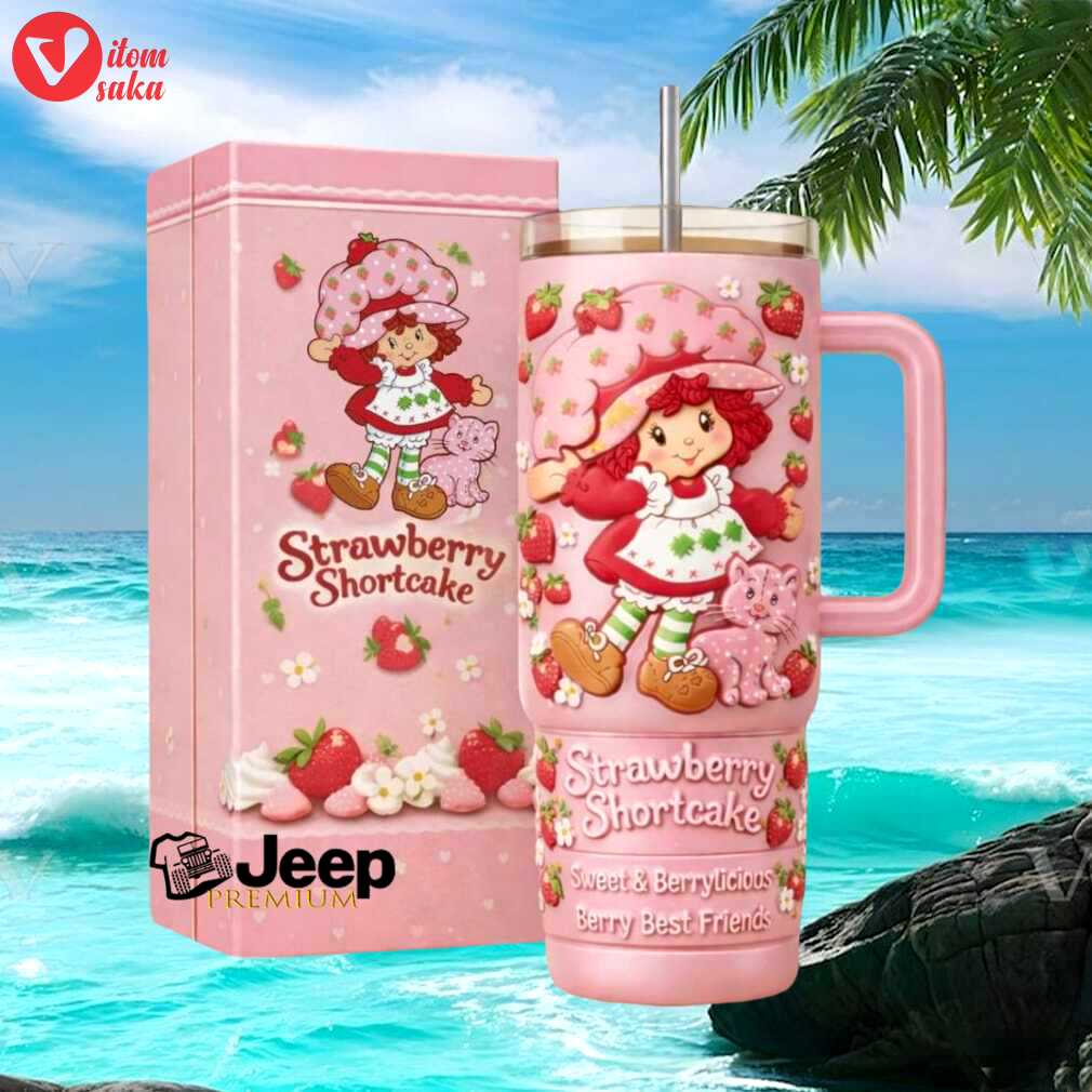 Strawberry shortcake sweet & berrylicious berry best friends vintage style pink tumbler