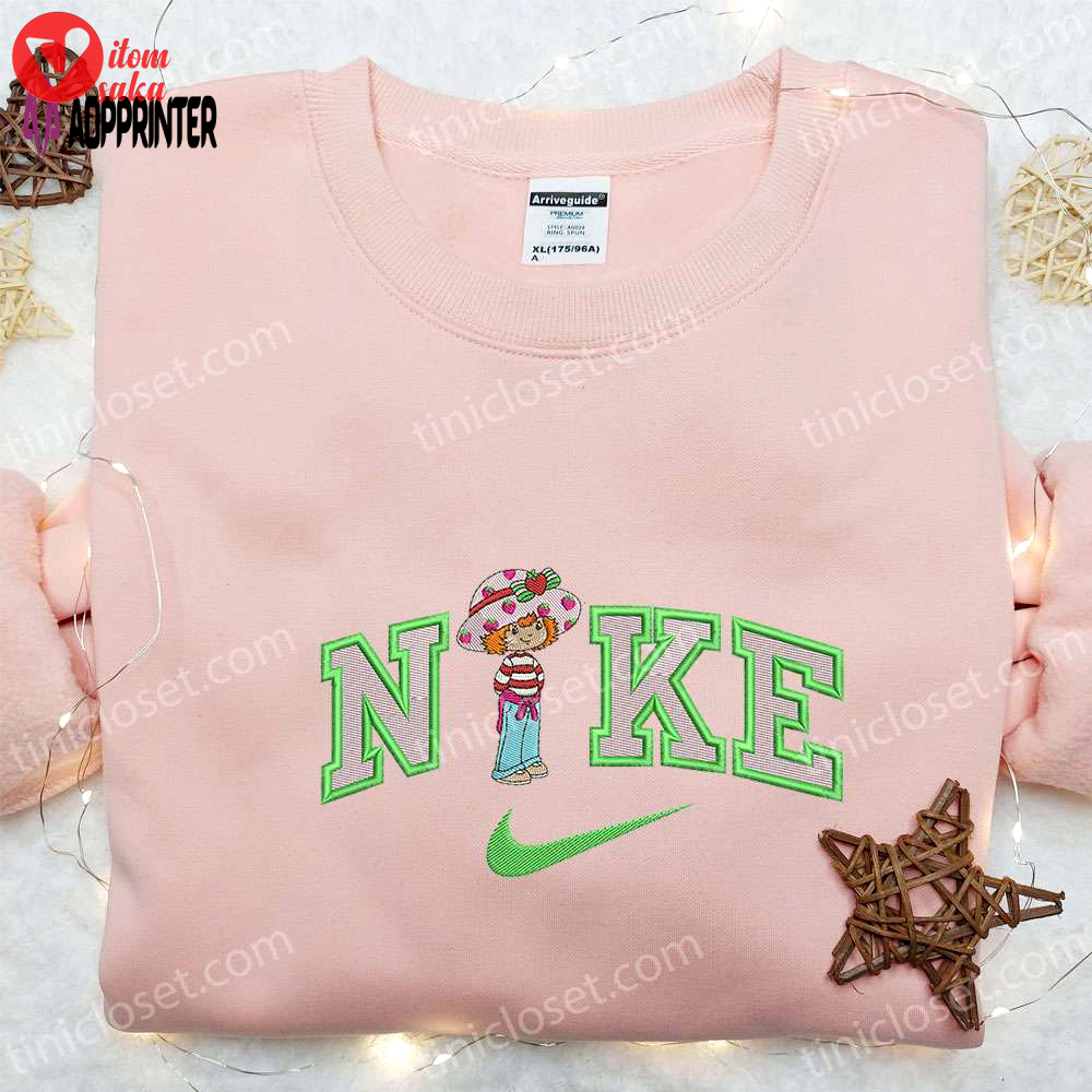 Strawberry shortcake x nike cartoon embroidered sweatshirt: nike inspired hoodie perfect family gift