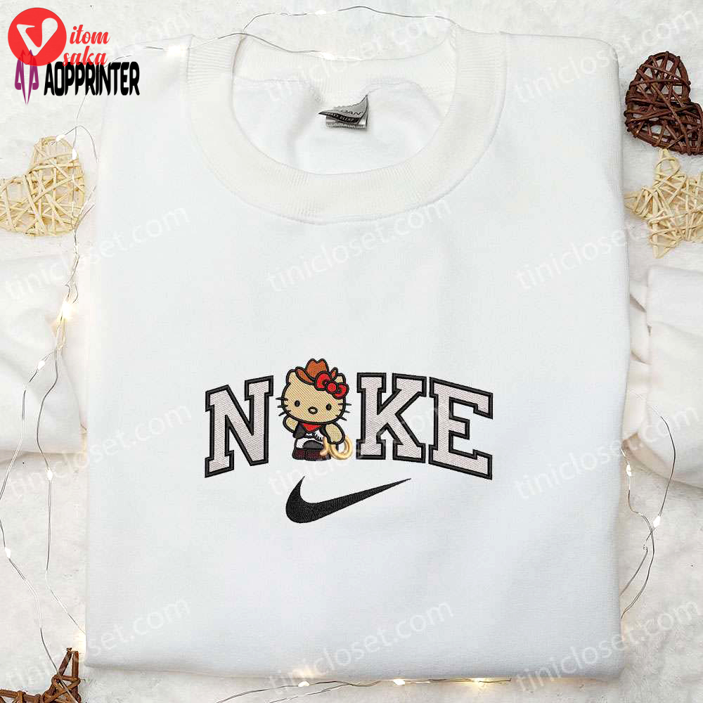 Stylish cowboy hello kitty shirt – embroidered design for cute western fashion