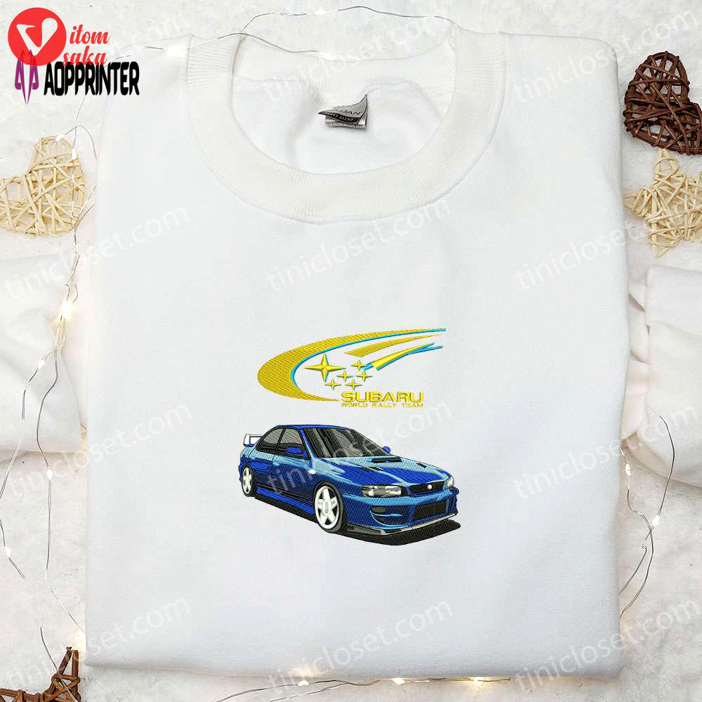 Stylish subaru car embroidered shirt & hoodie: perfect transportation gift idea!