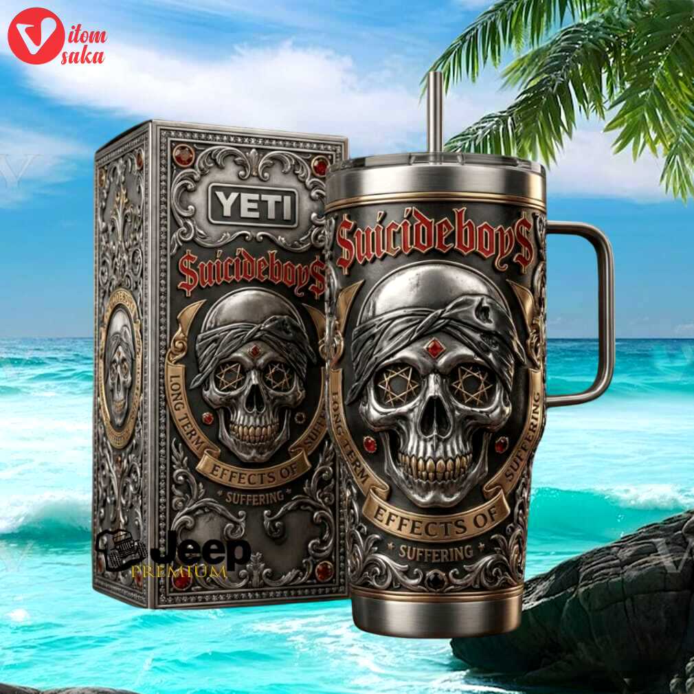 Suicideboys $uicideboy$ “long term effects of suffering” 3d skull bandana tumbler