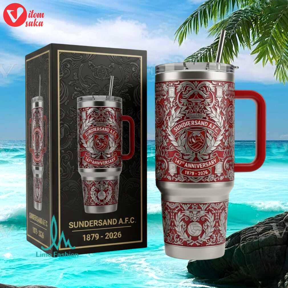 Sunderland a.f.c. 147th anniversary 1879 2026 ornate vintage football club gift for fans stainless steel insulated tumbler