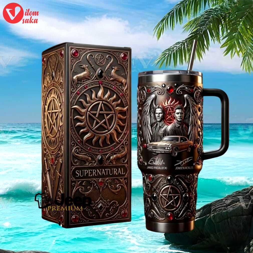 Supernatural winchester brothers sam and dean 40oz tumbler