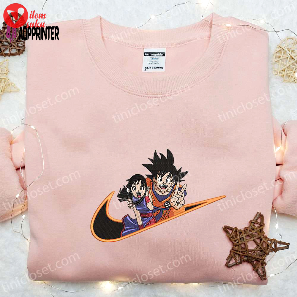 Swoosh x goku & chichi anime embroidered shirt dragon ball hoodie custom nike t-shirt
