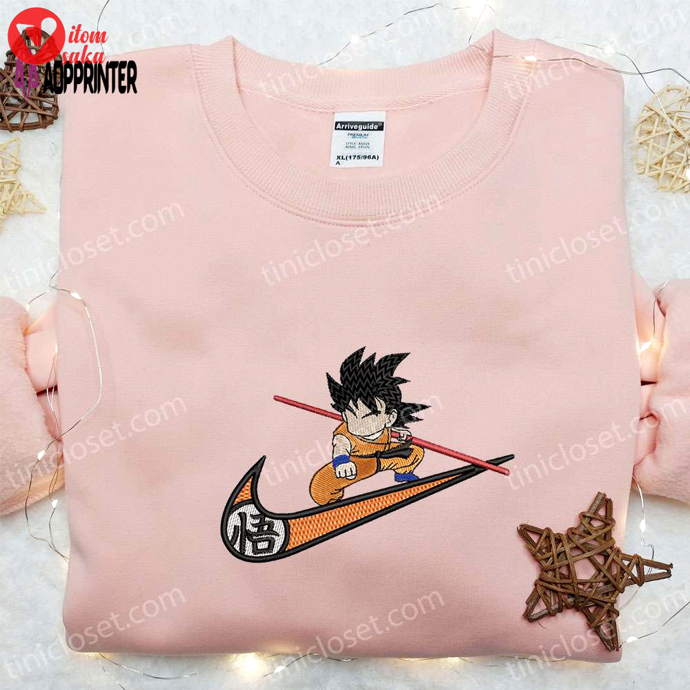 Swoosh x goku kid embroidered sweatshirt: best family gift – custom nike hoodie & t-shirt
