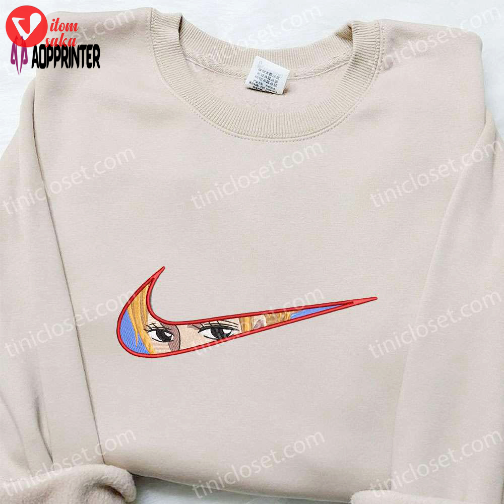 Swoosh x nami anime embroidered shirt: one piece gift best for family