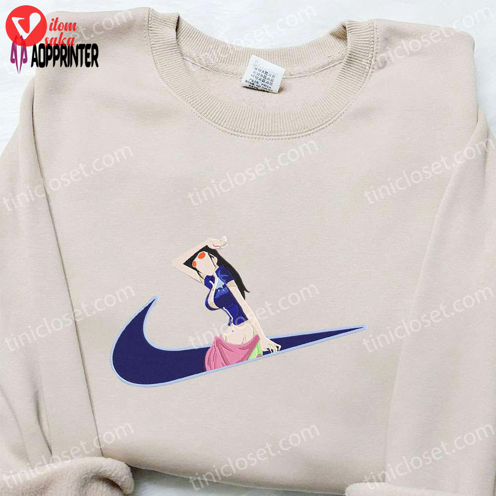 Swoosh x nico robin anime embroidered sweatshirt: cool one piece shirt for anime fans