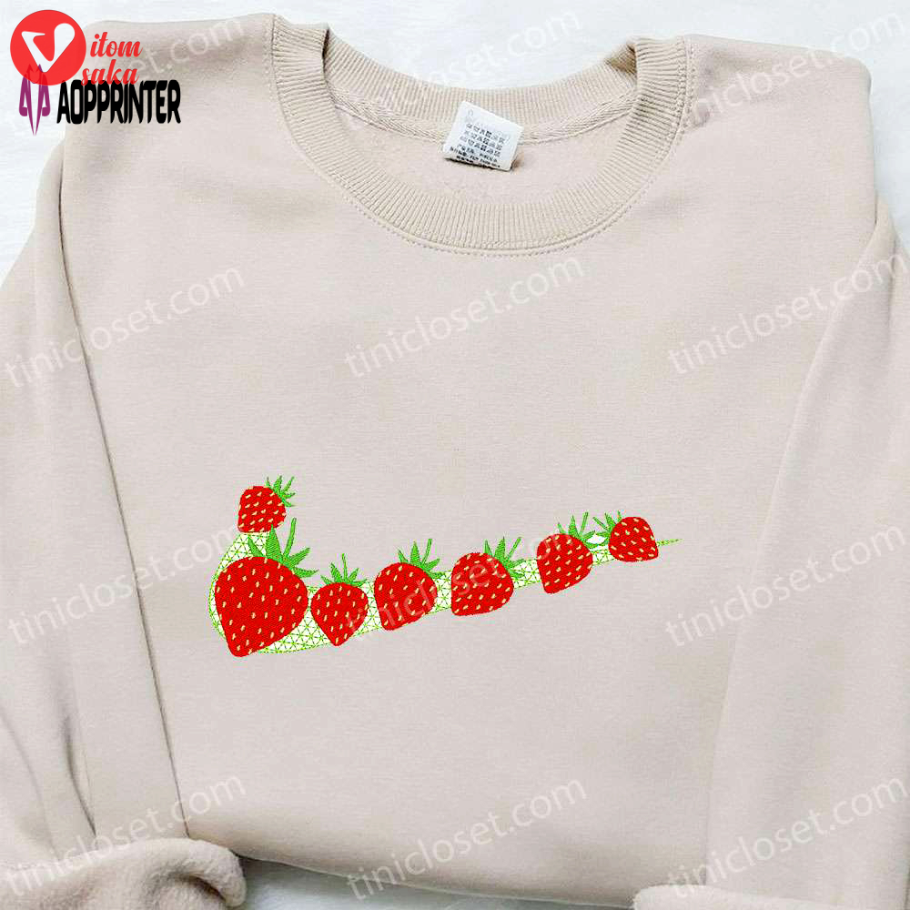 Swoosh x strawberry embroidered sweatshirt & favorite food and drink hoodie – top birthday gift ideas