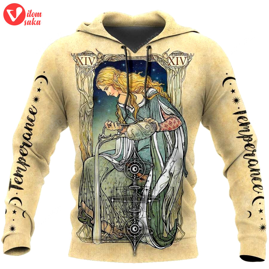 Tarot cards temperance 3d all over printed hoodie, zip- up hoodie