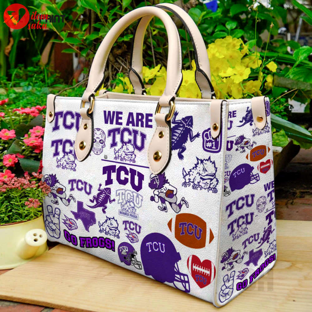 Tcu horned frogs leather handbag gift for women