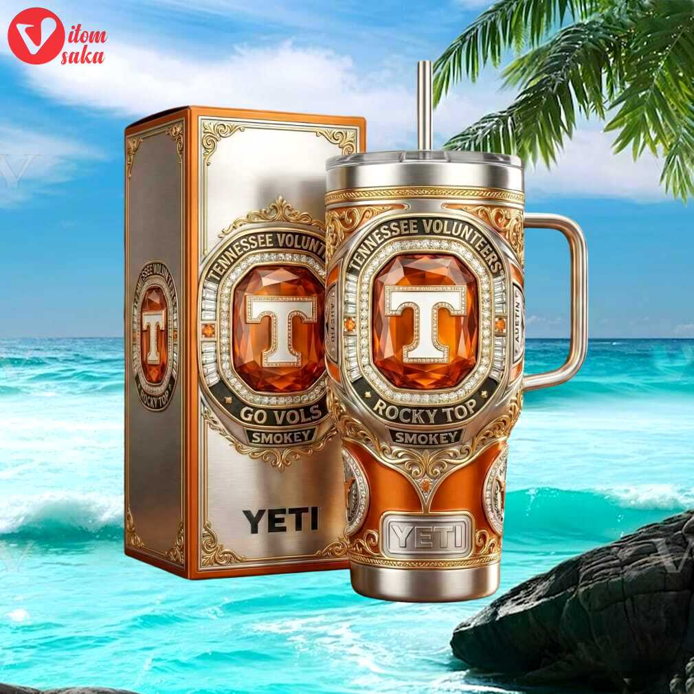 Tennessee volunteers go vols rocky top smokey tennessee orange gemstone tumbler