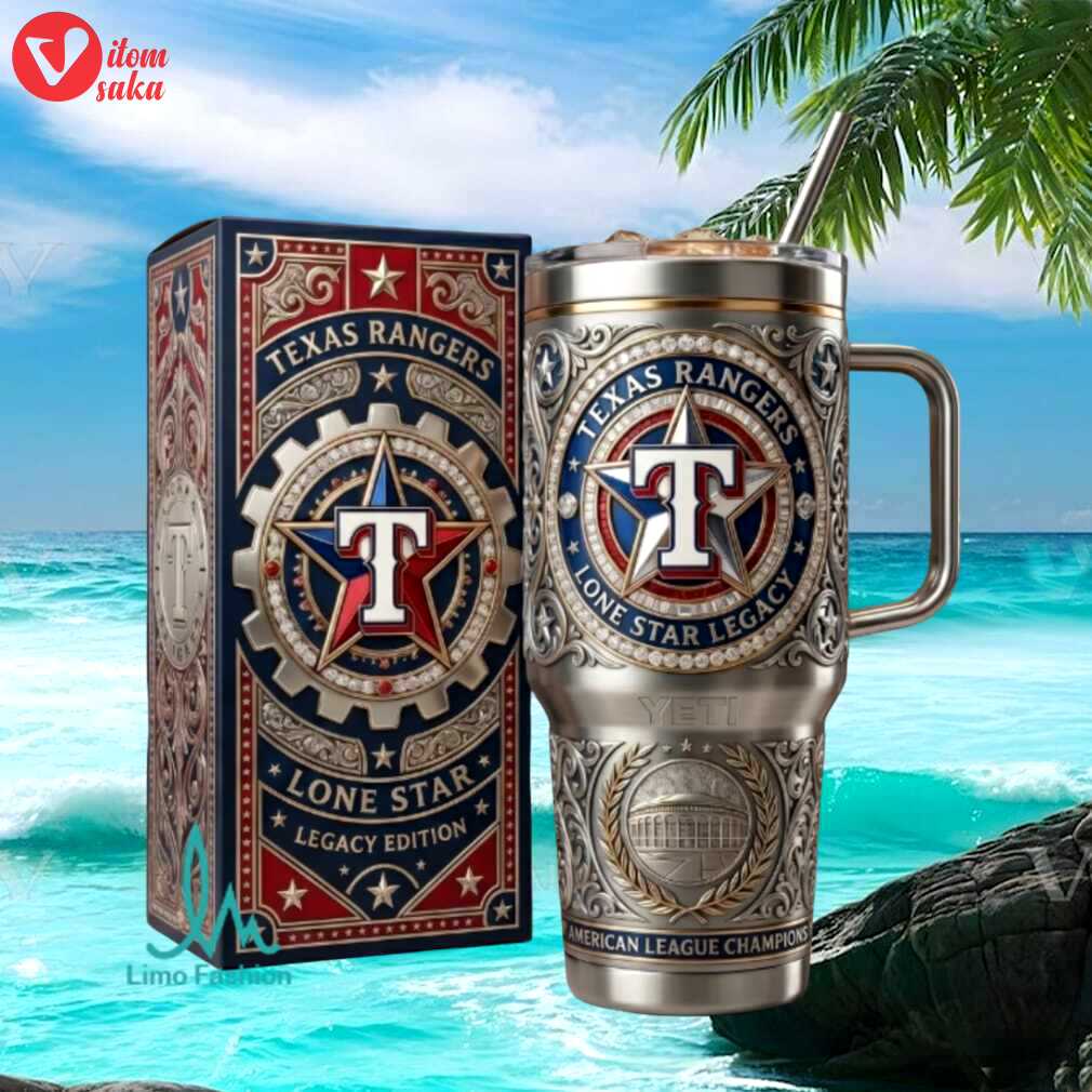 Texas rangers lone star legacy american league champions world series fan stainless steel insulated tumbler
