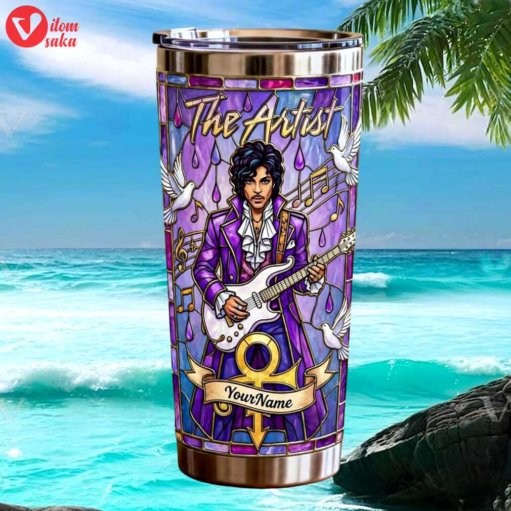 The artist prince stained glass style custom name tribute tumbler