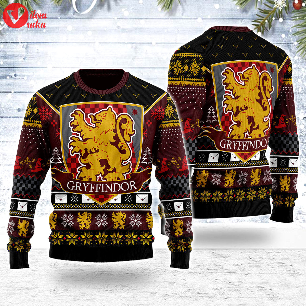 The gift of gryffindor christmas sweater – stormmerch exclusive