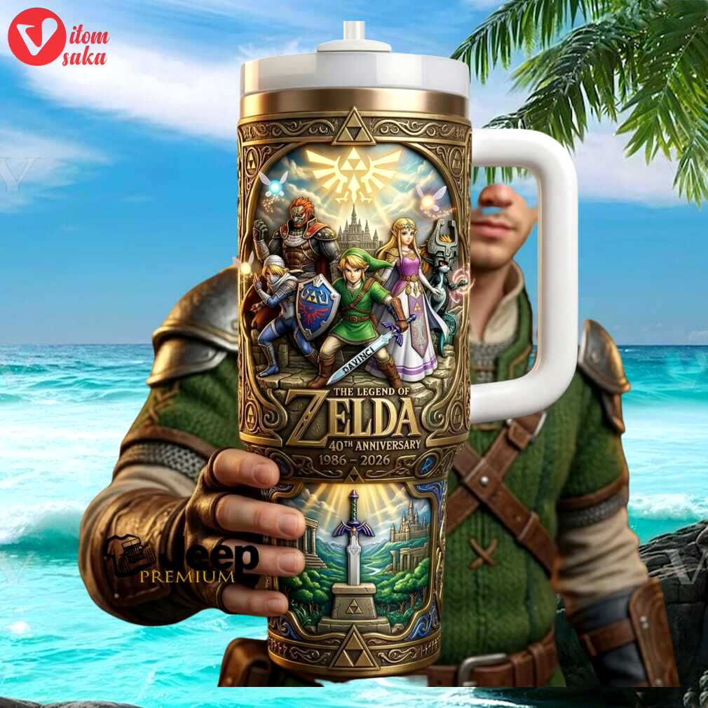 The legend of zelda 40oz tumbler 40th anniversary   personalized link & zelda master sword insulated tumbler.jfif
