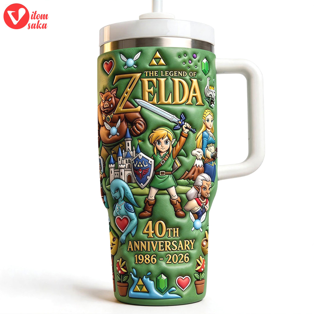 The legend of zelda 40th anniversary link and zelda 40oz tumbler