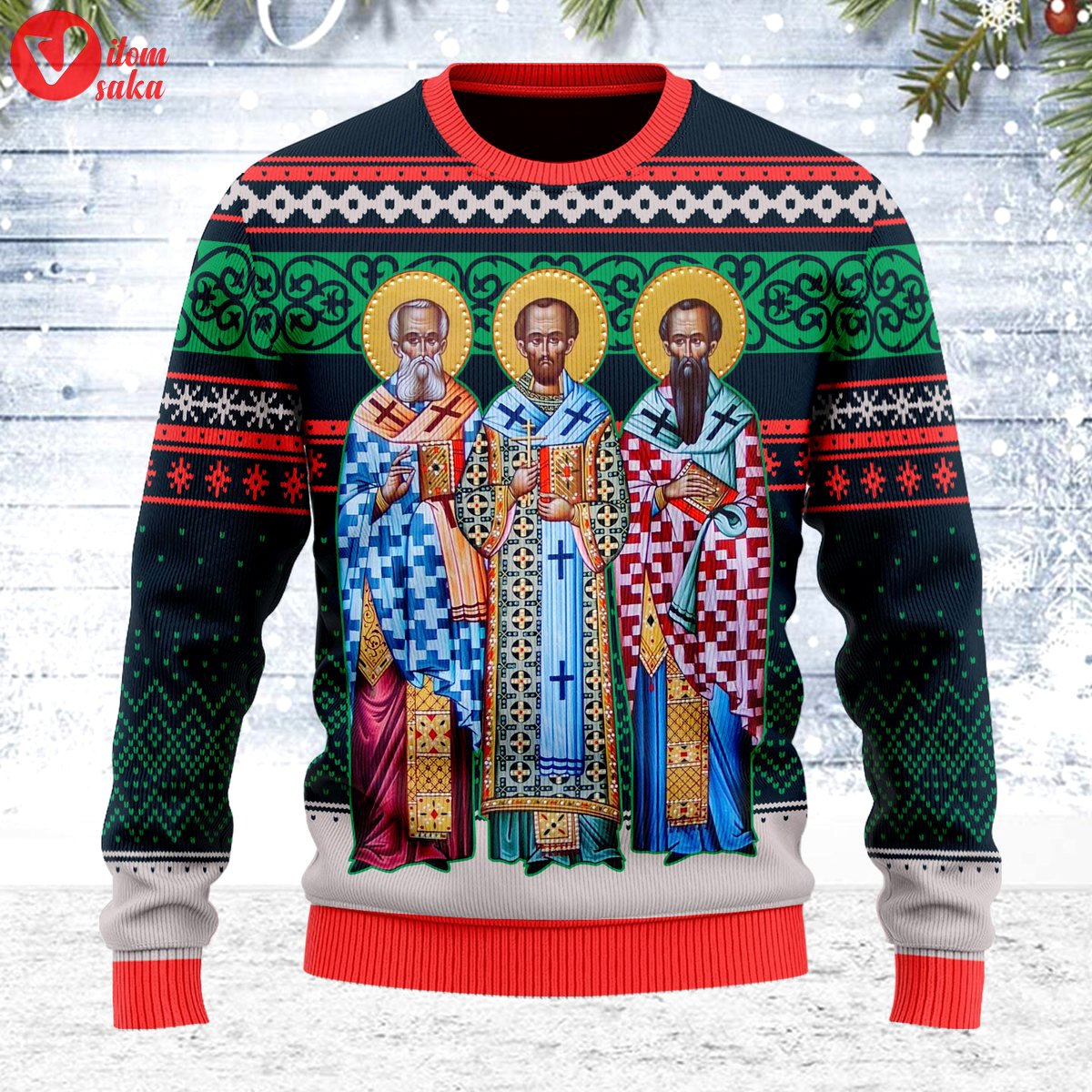 Three great hierarchs ugly christmas sweater – stormmerch exclusive